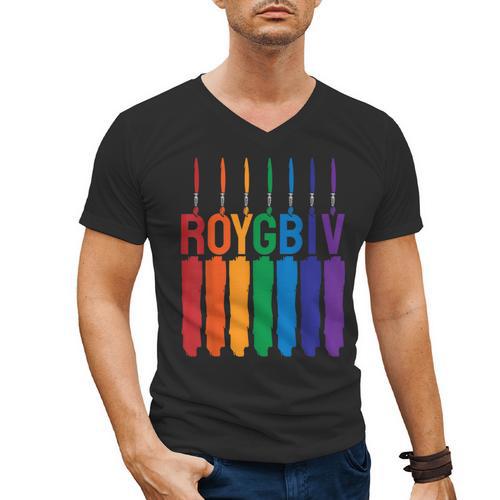 Rainbow Roygbiv Kids Artist Costume Art Teacher Men's V-Neck T-Shirt - teacherstshirts.com CA