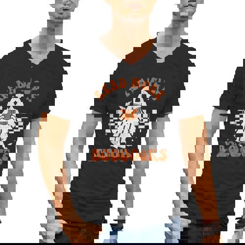 Read More Books Cute Ghost Reading Book Teacher Halloween Men&#x27;s V-Neck T-Shirt - teacherstshirts.com