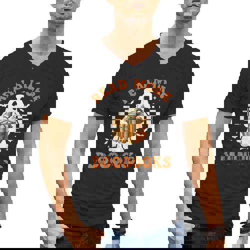 Read More Books Halloween Retro Pumpkin Reading Fall Teacher Men&#x27;s V-Neck T-Shirt - teacherstshirts.com