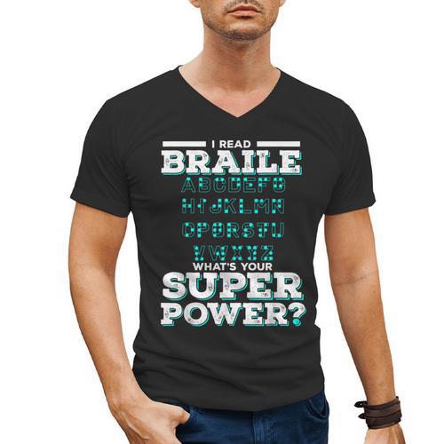 I Read Braille Tell Me Your Superpower Braille Teacher For Men Women Men's V-Neck T-Shirt - teacherstshirts.com DE