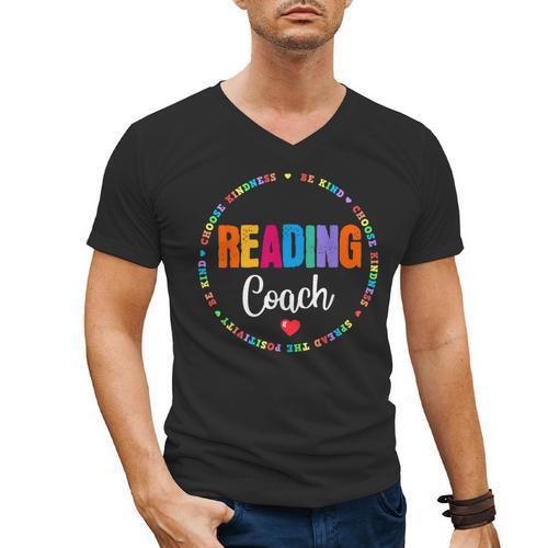 Reading Coach Teacher Interventionist Specialist Literacy Men's V-Neck T-Shirt - teacherstshirts.com AU
