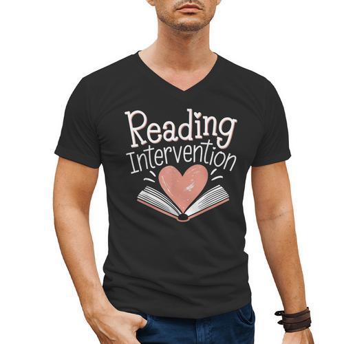 Reading Intervention Teacher Men's V-Neck T-Shirt - teacherstshirts.com DE