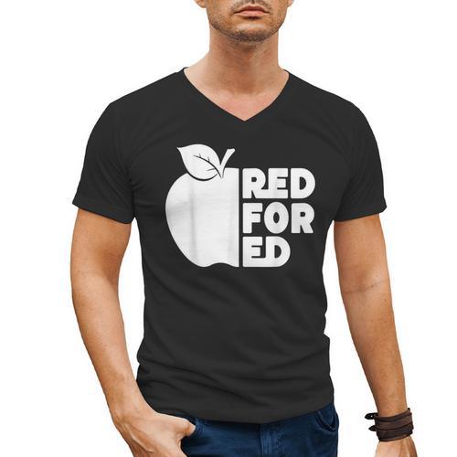Red For Ed Teacher Support Public Education For Men Women Kids Men's V-Neck T-Shirt - teacherstshirts.com UK