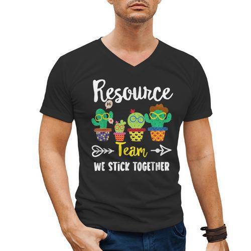 Resource Team Cactus Crew Resource Teacher Squad Men's V-Neck T-Shirt - teacherstshirts.com UK