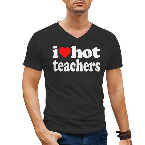 Retro I Love Hot Teachers Vintage I Heart Hot Teacher Men Women Girls Kids Men's V-Neck T-Shirt - teacherstshirts.com