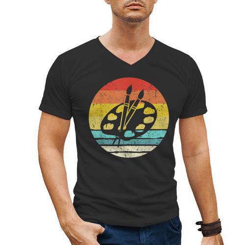 Retro Vintage Paint Palette Costume Artist Art Teacher Men Women Men's V-Neck T-Shirt - teacherstshirts.com UK
