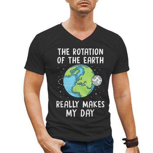 Rotation Of The Earth Makes My Day Science Teacher Earth Day Men's V-Neck T-Shirt - teacherstshirts.com AU