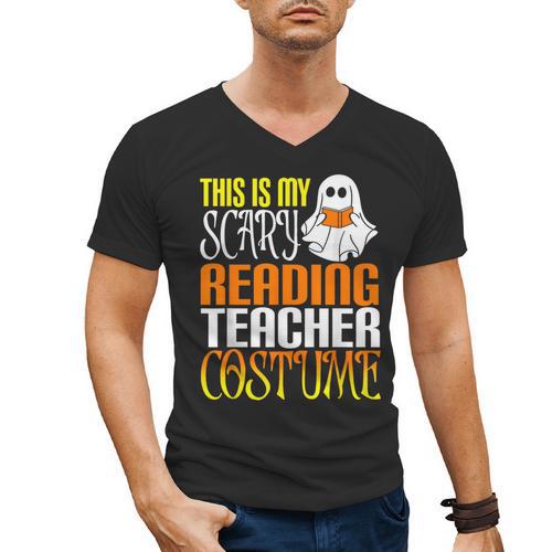 This Is My Scary Reading Teacher Costume Halloween School Men's V-Neck T-Shirt - teacherstshirts.com DE