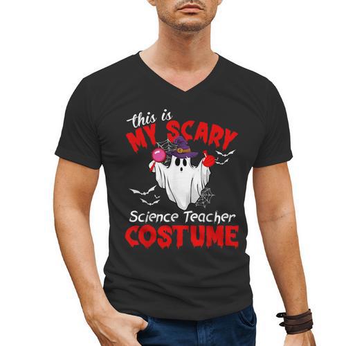 This Is My Scary Science Teacher Costume Ghost Halloween Men's V-Neck T-Shirt - teacherstshirts.com AU