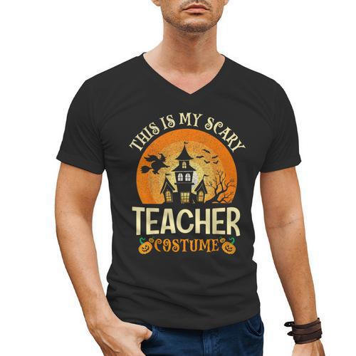 This Is My Scary Teacher Costume Halloween Men's V-Neck T-Shirt - teacherstshirts.com CA