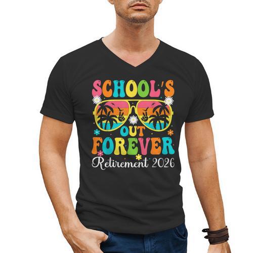 School's Out Forever Retirement 2026 Retro Retired Teacher Men's V-Neck T-Shirt - teacherstshirts.com AU