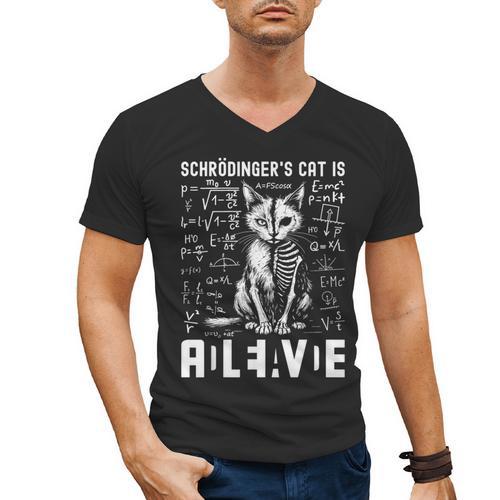 Schrodinger's Cat Dead And Alive Physics Teacher Men's V-Neck T-Shirt - teacherstshirts.com