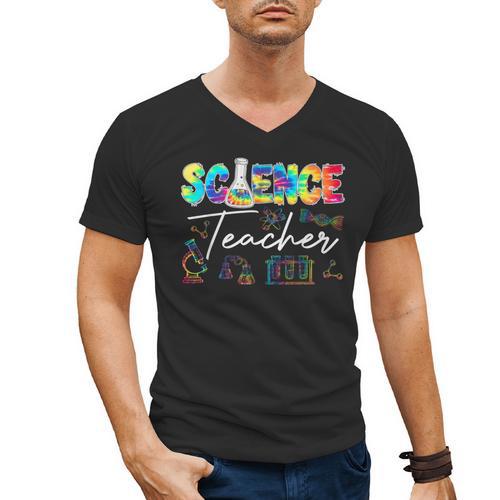 Science Teacher Tie Dye First Day Of School Back To School Men Women Girls Kids Men's V-Neck T-Shirt - teacherstshirts.com AU