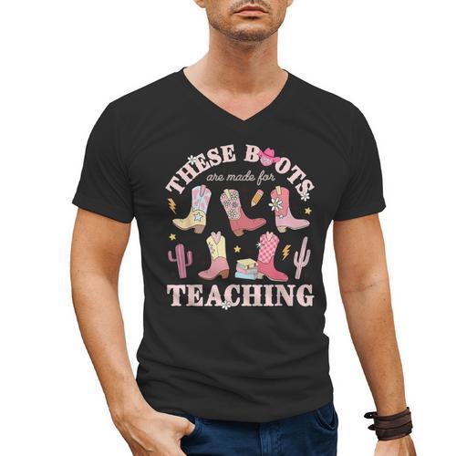 These Boots Are Made For Teaching Western Cowgirl Teacher Men's V-Neck T-Shirt - teacherstshirts.com AU