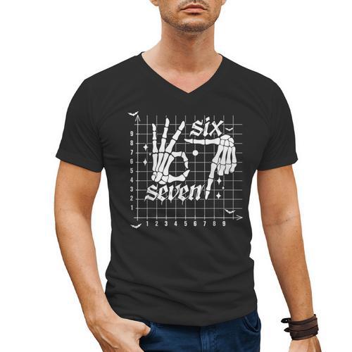 Six Seven Coordinate 67 Skeleton Math Teacher 67 Men's V-Neck T-Shirt - teacherstshirts.com AU