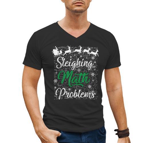 Sleighing Math Problem Xmas In Math Teacher Christmas Men Women Men's V-Neck T-Shirt - teacherstshirts.com