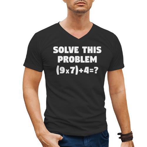 Solve This Problem 9X7467 Elementary Math Teacher Men's V-Neck T-Shirt - teacherstshirts.com AU