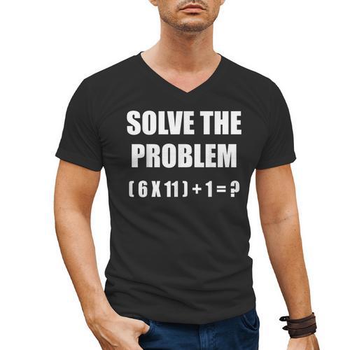 Solve The Problem Math Teacher Joke 67 Six Seven Meme Men's V-Neck T-Shirt - teacherstshirts.com CA