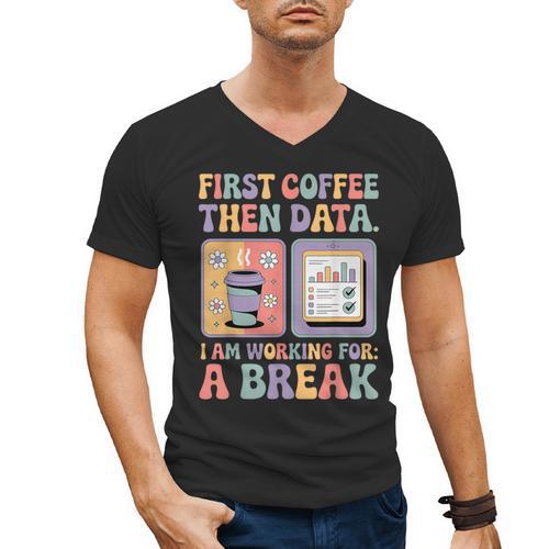 Special Education First Coffee Then Data Retro SPED Teacher Men's V-Neck T-Shirt - teacherstshirts.com
