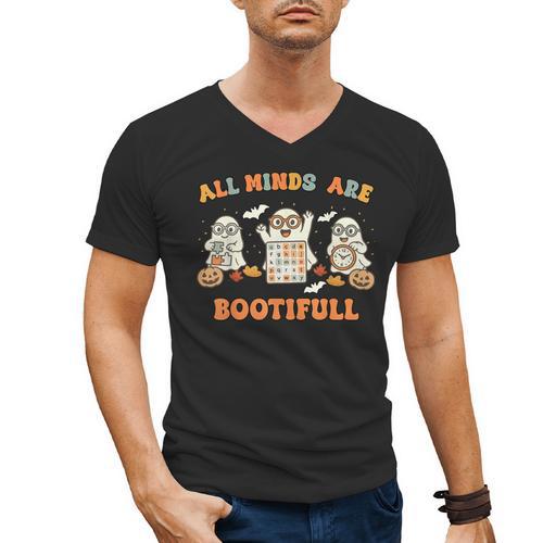 Special Education All Minds SPED Teacher Ghost Halloween Men's V-Neck T-Shirt - teacherstshirts.com AU