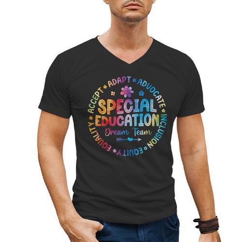 Special Education Squad Dream Team SPED Teacher Back School Men's V-Neck T-Shirt - teacherstshirts.com CA