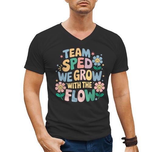 Special Education Teacher Team SPED Grow With The Flow Men's V-Neck T-Shirt - teacherstshirts.com AU
