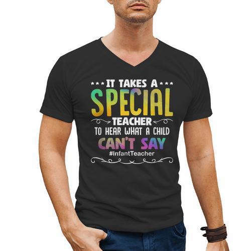 Special Teacher Daycare School Childcare Infant Teacher Men's V-Neck T-Shirt - teacherstshirts.com CA