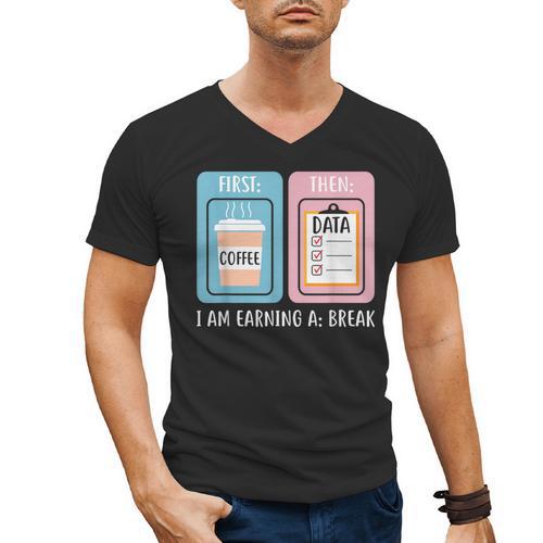 SPED Teacher Special Education First Coffee Then Data Men's V-Neck T-Shirt - teacherstshirts.com AU