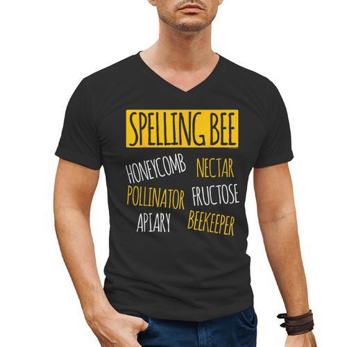 Spelling Bee Halloween Pun Costume Beekeeper Teacher Men's V-Neck T-Shirt - teacherstshirts.com