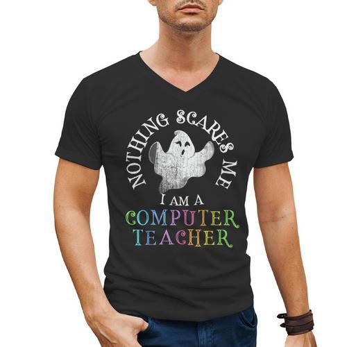This Is My Spooky COMPUTER TEACHER Costume Don't Scare Me Men's V-Neck T-Shirt - teacherstshirts.com AU