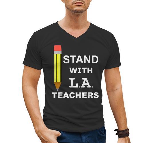 Stand With LA Teachers Tshirt United Los Angeles T Shirt Men Women Kids Men's V-Neck T-Shirt - teacherstshirts.com