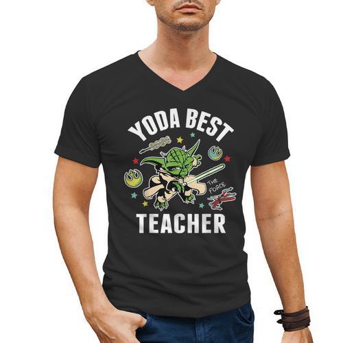 Star Wars Yoda Best Teacher Icons Men's V-Neck T-Shirt - teacherstshirts.com UK