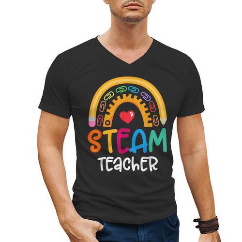 STEAM Teacher Squad Team Crew Back To School STEM Special Men's V-Neck T-Shirt - teacherstshirts.com AU