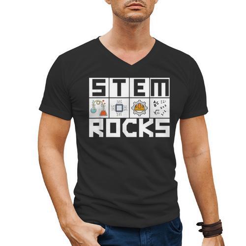 STEM Rocks Science Technology Engineering Math STEM Teacher Men's V-Neck T-Shirt - teacherstshirts.com AU