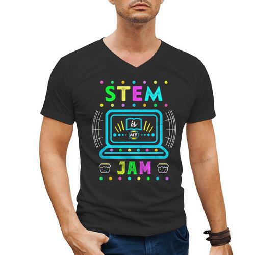 STEM Teacher Shirt STEM Teacher Tshirts STEM Is My Jam Men's V-Neck T-Shirt - teacherstshirts.com AU