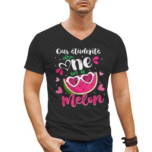 Our Students Are One In A Melon Teacher Watermelon Summer Men's V-Neck T-Shirt - teacherstshirts.com UK