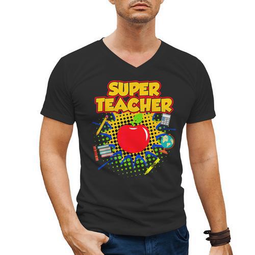 Superhero Teacher Appreciation Teaching Tee Men's V-Neck T-Shirt - teacherstshirts.com UK