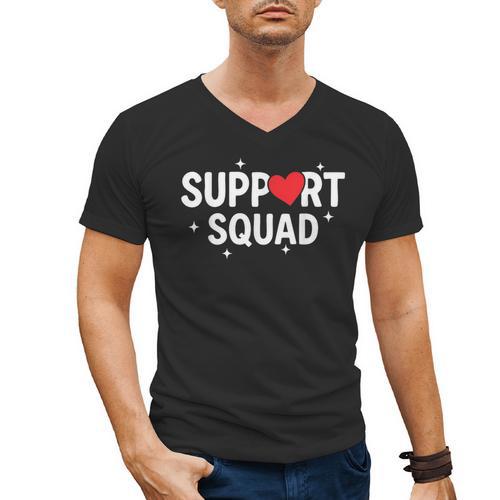 Support Squad Cute Heart Supportive Teacher Team Member Men's V-Neck T-Shirt - teacherstshirts.com CA