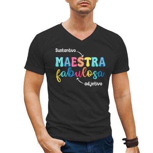 Sustantivo Maestra Fabulosa Adjetivo Spanish Teacher Men's V-Neck T-Shirt - teacherstshirts.com DE
