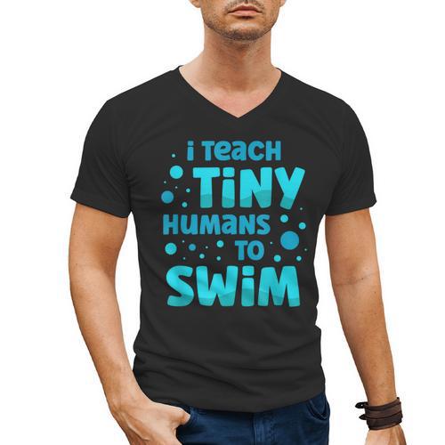 Swimming Teacher I Teach Tiny Humans To Swim Swim Instructor Men's V-Neck T-Shirt - teacherstshirts.com UK