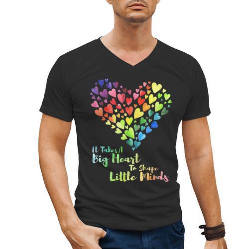 It Takes A Big Heart To Shape Little Minds Teacher Student Men Women Kids Men's V-Neck T-Shirt - teacherstshirts.com DE