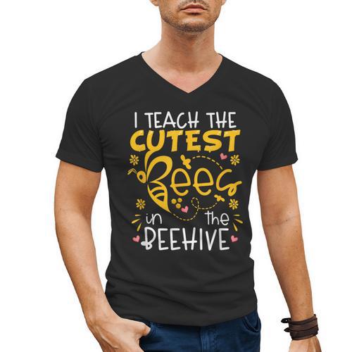 I Teach The Cutest Bees In The Beehive Teacher Men's V-Neck T-Shirt - teacherstshirts.com AU