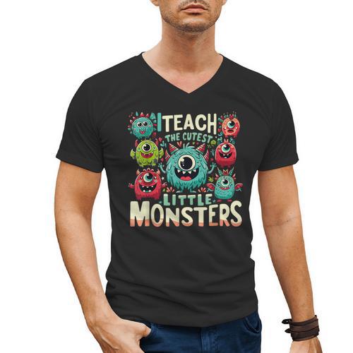 I Teach The Cutest Little Monsters Teacher Halloween Outfit Men's V-Neck T-Shirt - teacherstshirts.com AU