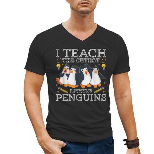 I Teach The Cutest Little Penguins Cute School Teacher Tee Men's V-Neck T-Shirt - teacherstshirts.com UK