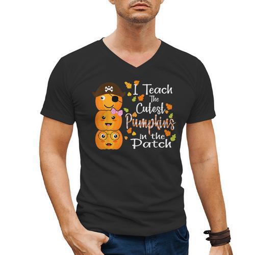 I Teach The Cutest Pumpkins Halloween Shirt For Teachers Men's V-Neck T-Shirt - teacherstshirts.com