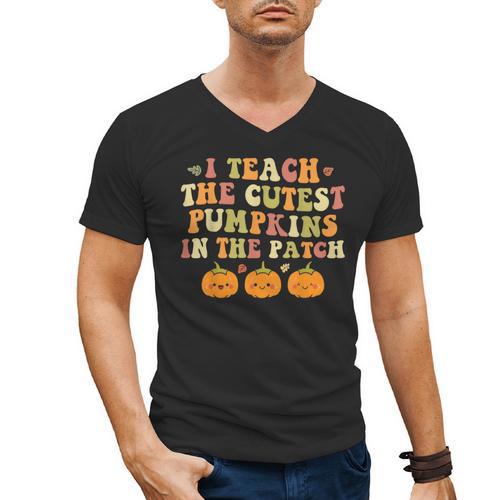 I Teach The Cutest Pumpkins In The Patch Fall Season Teacher Men's V-Neck T-Shirt - teacherstshirts.com UK