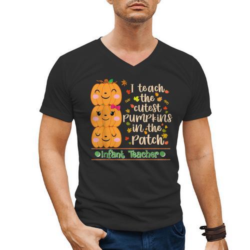 I Teach The Cutest Pumpkins In The Patch Infant Teacher Men's V-Neck T-Shirt - teacherstshirts.com UK