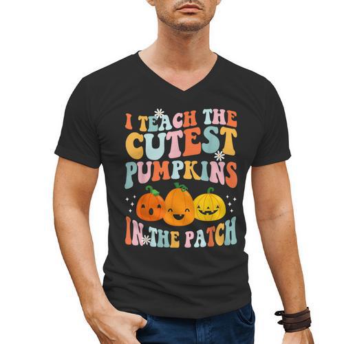 I Teach The Cutest Pumpkins In The Patch Teacher Men's V-Neck T-Shirt - teacherstshirts.com AU