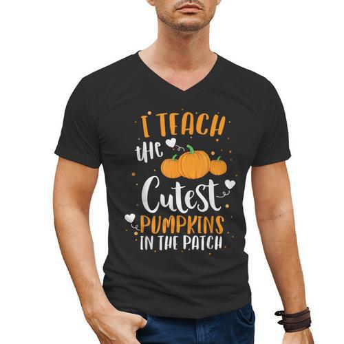 I Teach The Cutest Pumpkins In The Patch Teacher School For Men Women Kids Men's V-Neck T-Shirt - teacherstshirts.com