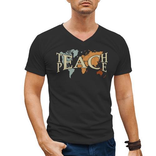 Teach Peace Teacher Teacher Men's V-Neck T-Shirt - teacherstshirts.com